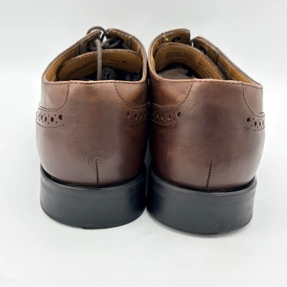 Stacy‎ Adams Mens 10.5 Square Toe Oxfords Brown Leather Memory Foam
